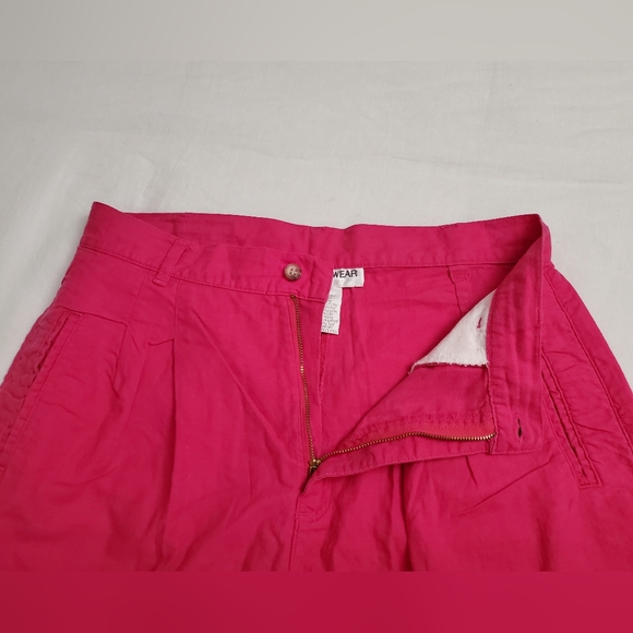 Vintage 90's Bright Neon Pink Linen Blend Shorts Size 12 Summer Classic Boho - Picture 4 of 11